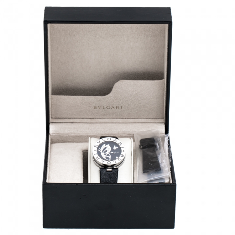 Pre Owned Bvlgari Black Butterfly Diamond Inlay Motif B.Zero1 BZ 35 S Women's Wristwatch 35MM