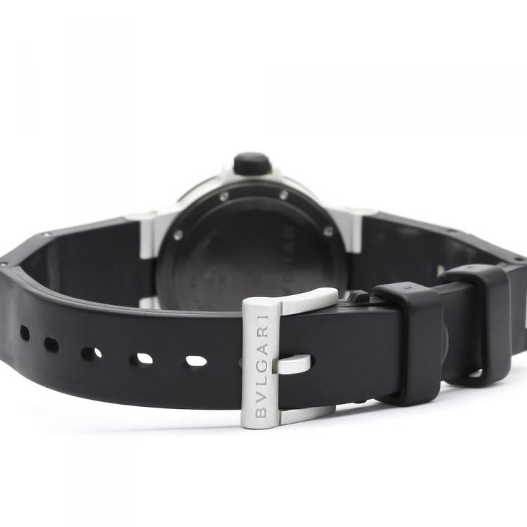 Pre Owned Bvlgari Silver Diagono Aluminum Rubber AL29A Women's Wristwatch 29MM