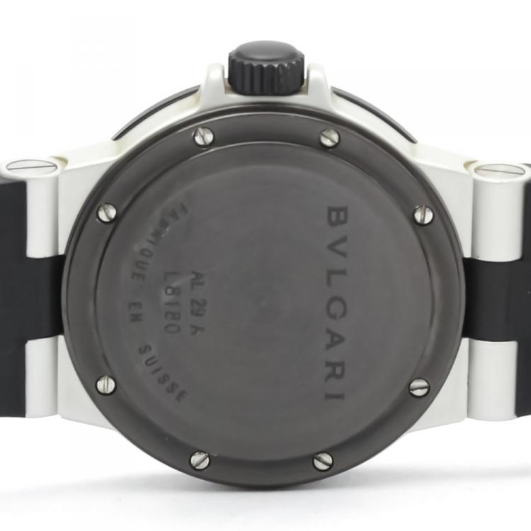 Pre Owned Bvlgari Silver Diagono Aluminum Rubber AL29A Women's Wristwatch 29MM