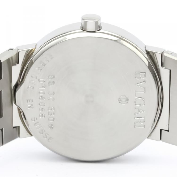 Pre Owned Bvlgari Black Stainless Steel Bvlgari Bvlgari BB30SSD Women's Wristwatch 30MM