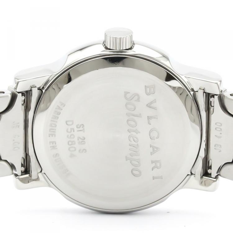 Pre Owned Bvlgari Black Stainless Steel Solotempo ST29S Women's Wristwatch 29MM