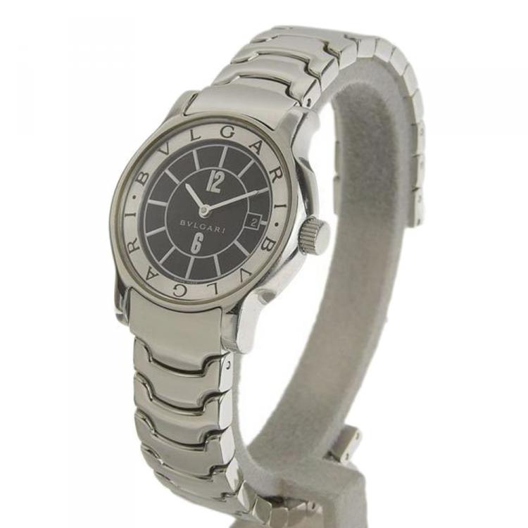 Pre Owned Bvlgari Black Stainless Steel Solotempo ST29S Women's Wristwatch 29MM