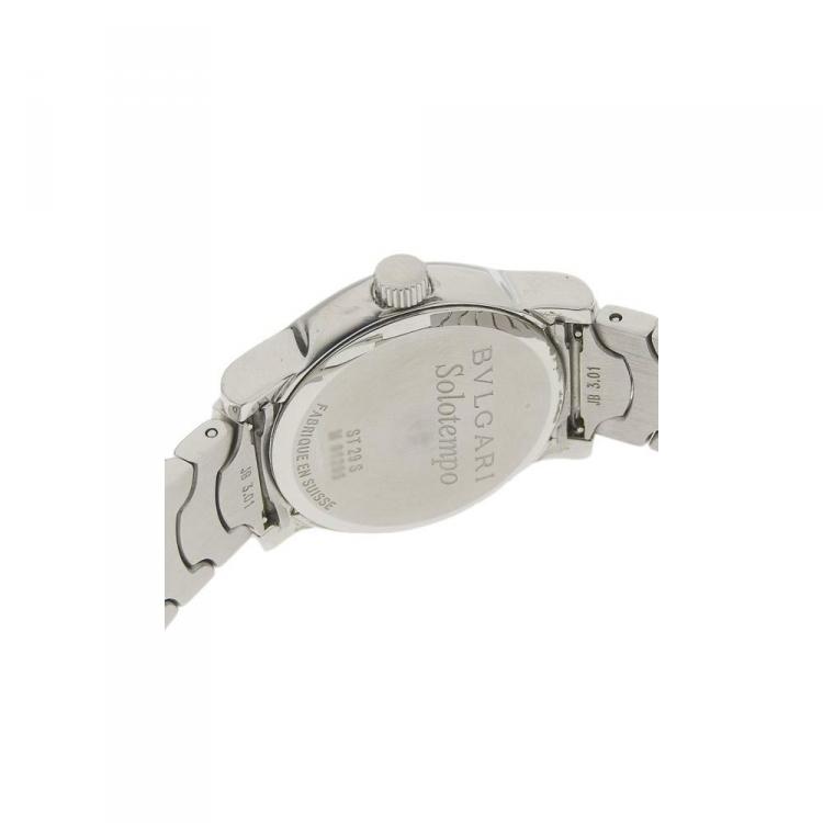 Pre Owned Bvlgari Black Stainless Steel Solotempo ST29S Women's Wristwatch 29MM