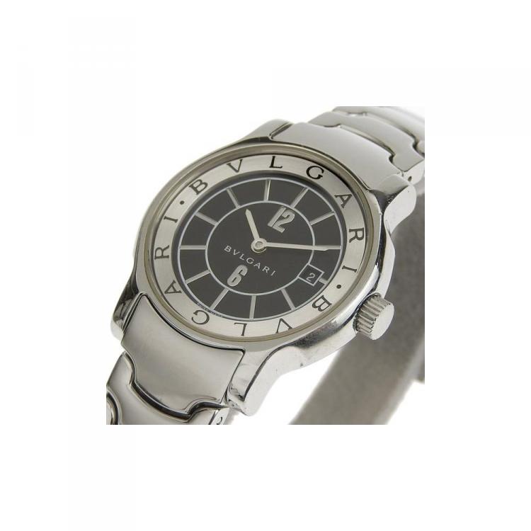 Pre Owned Bvlgari Black Stainless Steel Solotempo ST29S Women's Wristwatch 29MM