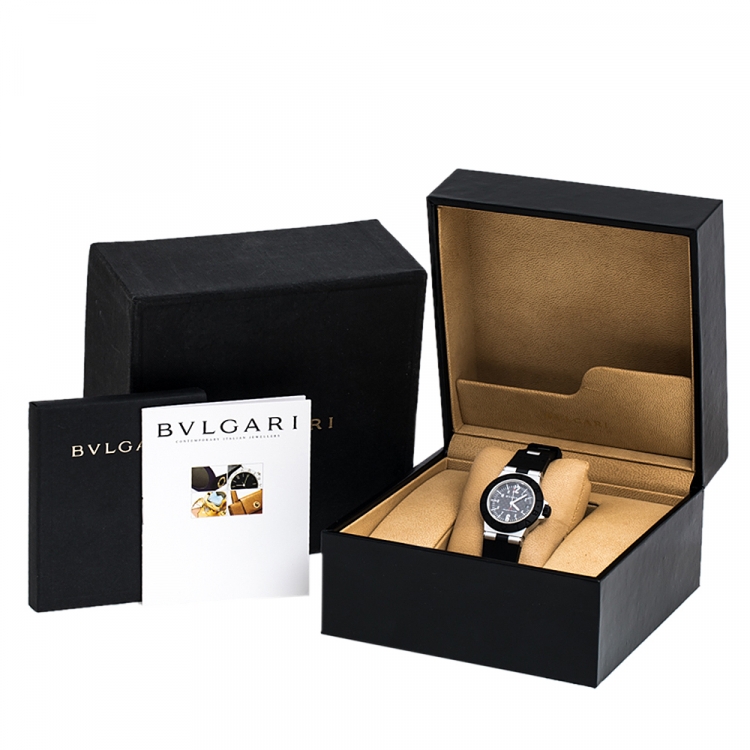 Pre Owned Bvlgari Carbon Fiber Two-Tone Aluminium Rubber Diagono AL28TA Women's Wristwatch 28 mm