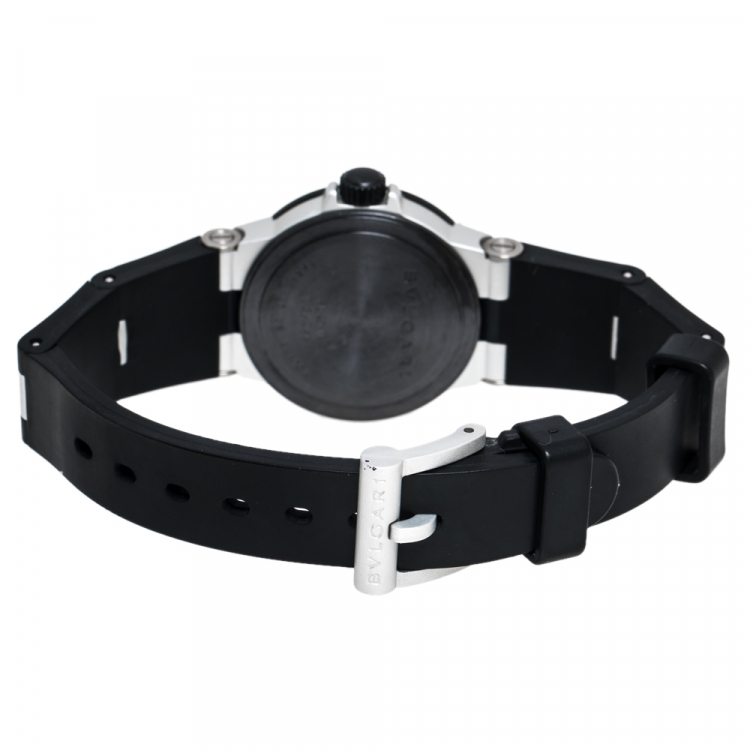 Pre Owned Bvlgari Carbon Fiber Two-Tone Aluminium Rubber Diagono AL28TA Women's Wristwatch 28 mm