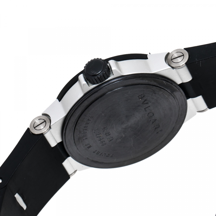 Pre Owned Bvlgari Carbon Fiber Two-Tone Aluminium Rubber Diagono AL28TA Women's Wristwatch 28 mm
