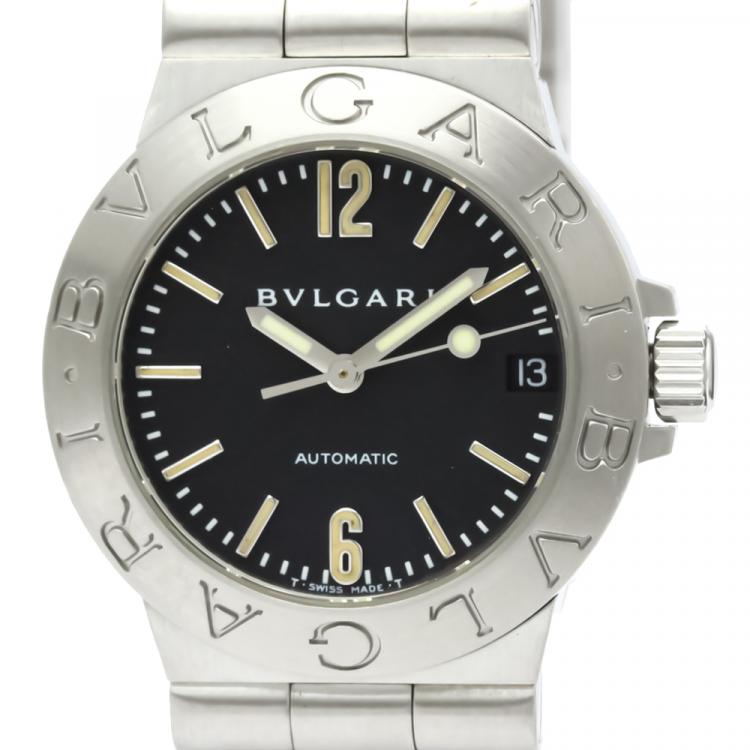 Pre Owned Bvlgari Black Stainless Steel Diagono Sport Automatic LCV29S Women's Wristwatch 29 MM