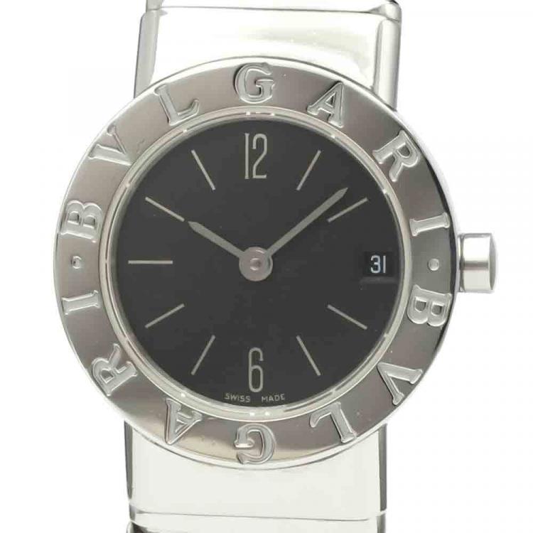 Pre Owned Bvlgari Black Stainless Steel Tubogas BB23 2TS Quartz Women's Wristwatch 23 MM