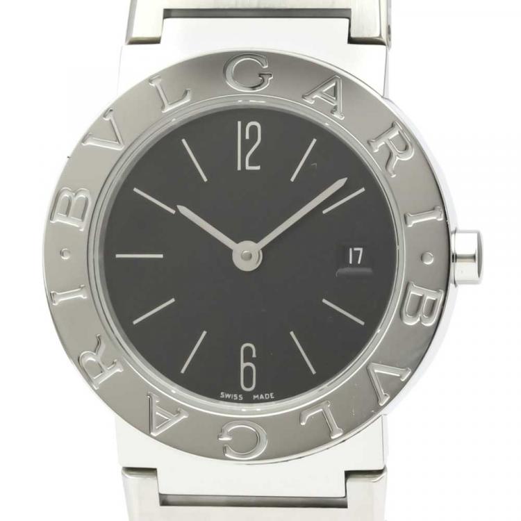 Pre Owned Bvlgari Black Stainless Steel Bvlgari BB26SS Women's Wristwatch 26 MM