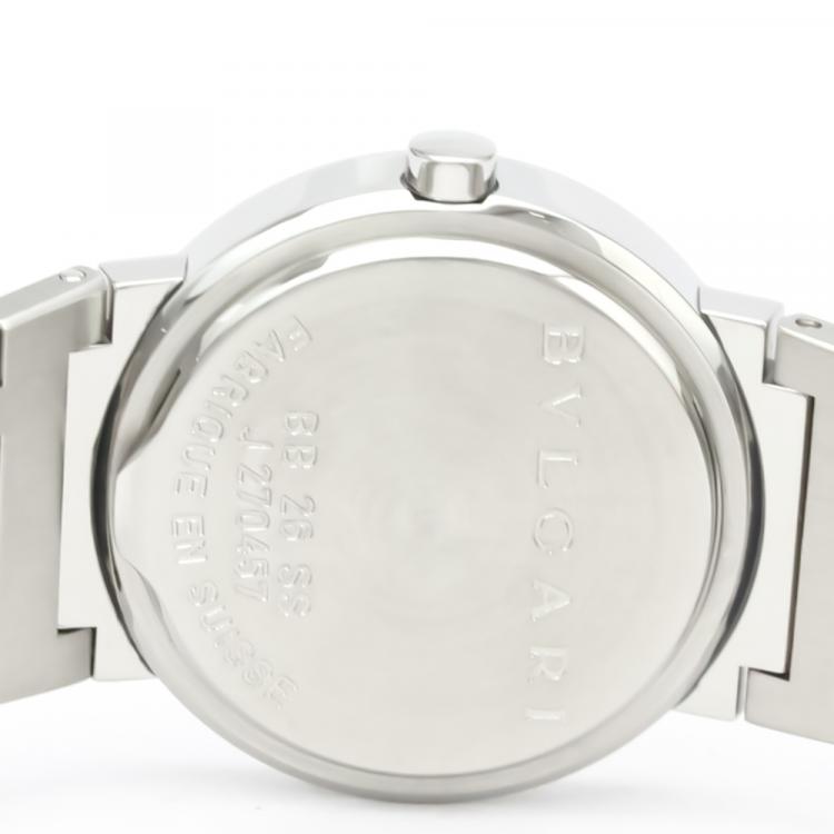 Pre Owned Bvlgari Black Stainless Steel Bvlgari BB26SS Women's Wristwatch 26 MM