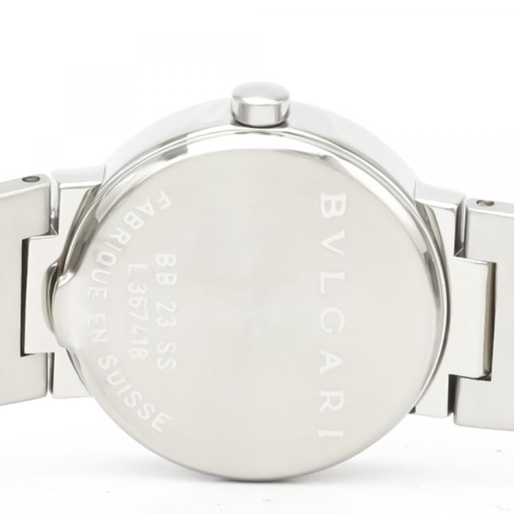 Pre Owned Bvlgari Black Diamonds Stainless Steel Bvlgari BB23SS Quartz Women's Wristwatch 22 MM