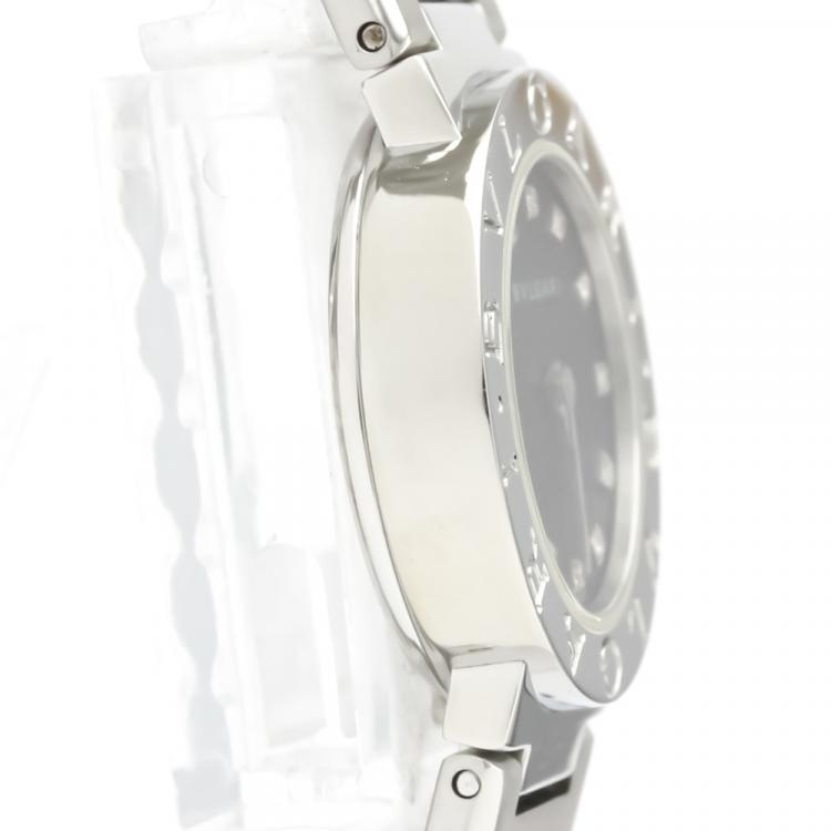 Pre Owned Bvlgari Black Diamonds Stainless Steel Bvlgari BB23SS Quartz Women's Wristwatch 22 MM