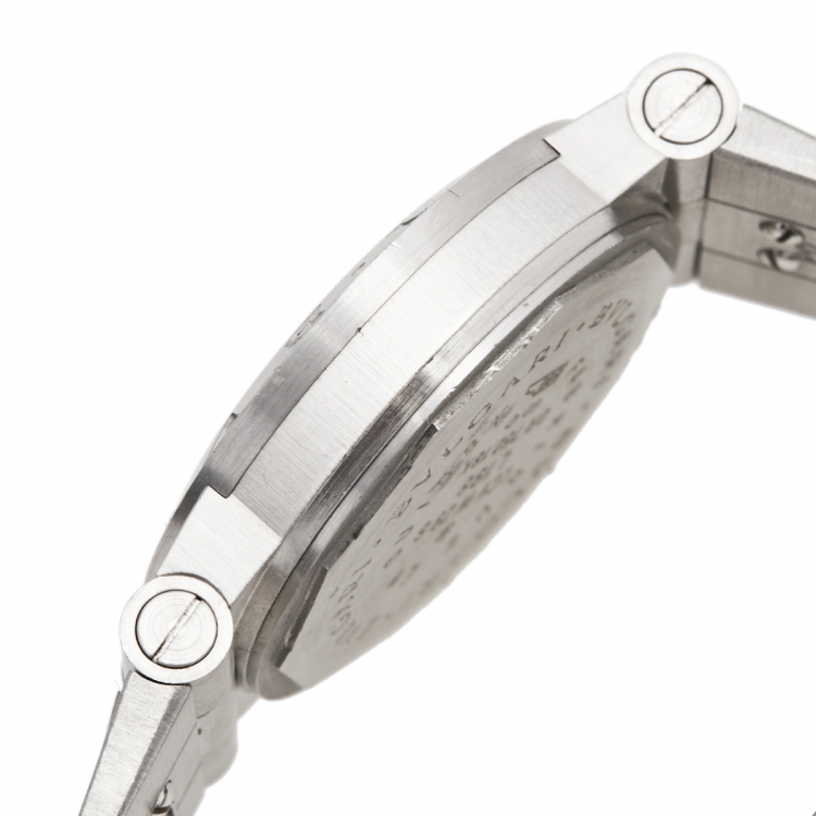 Pre Owned Bvlgari White 18K White Gold Diagono Automatic Women's Wristwatch 29 mm