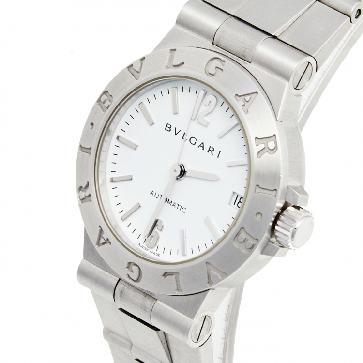 Pre Owned Bvlgari White 18K White Gold Diagono Automatic Women's Wristwatch 29 mm