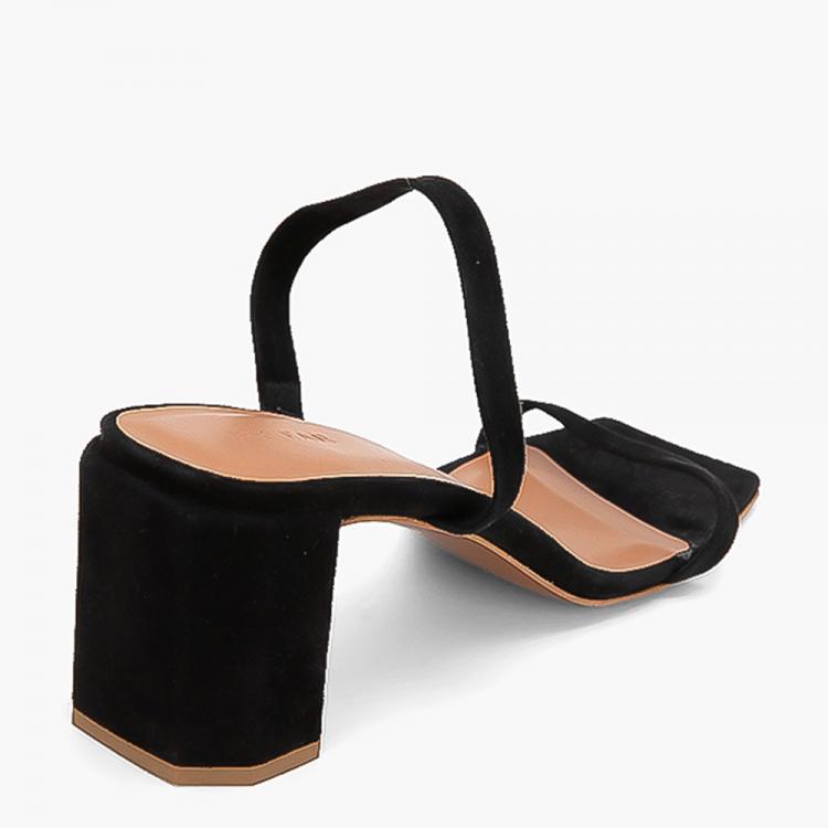Pre Owned By Far Black Tanya Suede Sandals Size EU 41