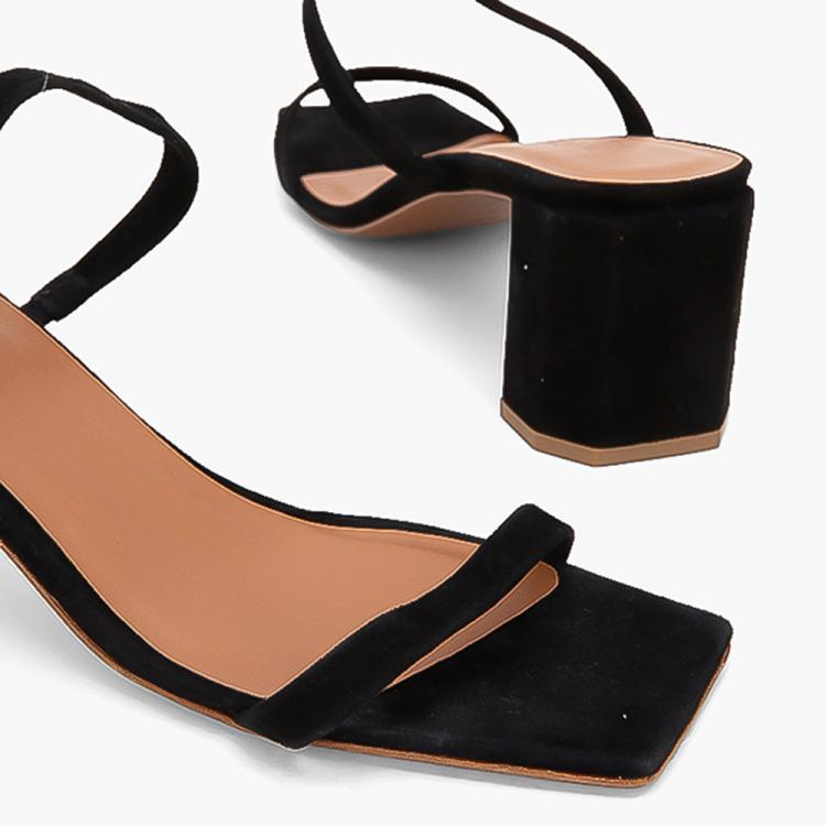 Pre Owned By Far Black Tanya Suede Sandals Size EU 41