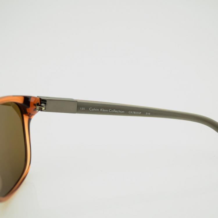 Pre Owned Calvin Klein Orange Frame Polarized CK7855SP Sunglasses