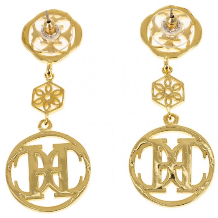 Pre Owned Carolina Herrera Gold Tone Pendant Earrings