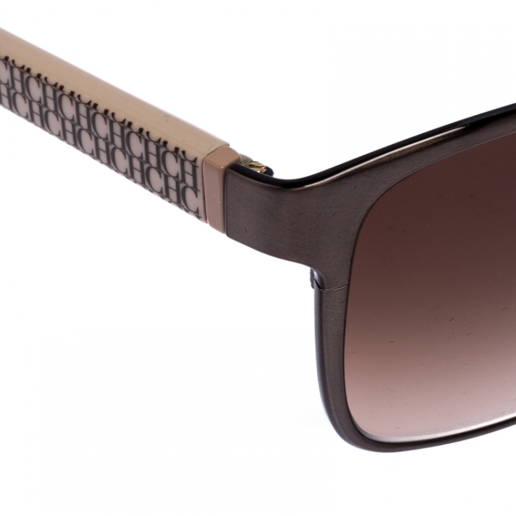 Pre Owned Carolina Herrera Brown/Beige Gradient SHE067 Square Sunglasses 
