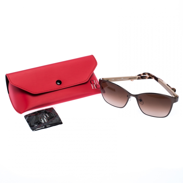 Pre Owned Carolina Herrera Brown/Beige Gradient SHE067 Square Sunglasses 