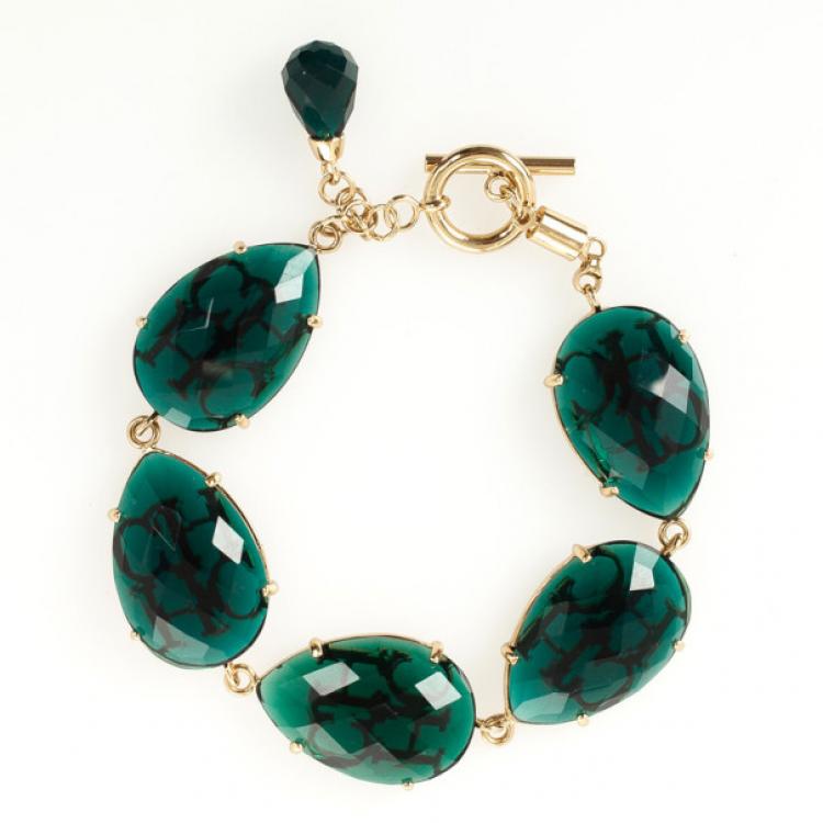 Pre Owned Carolina Herrera Green Drops Bracelet