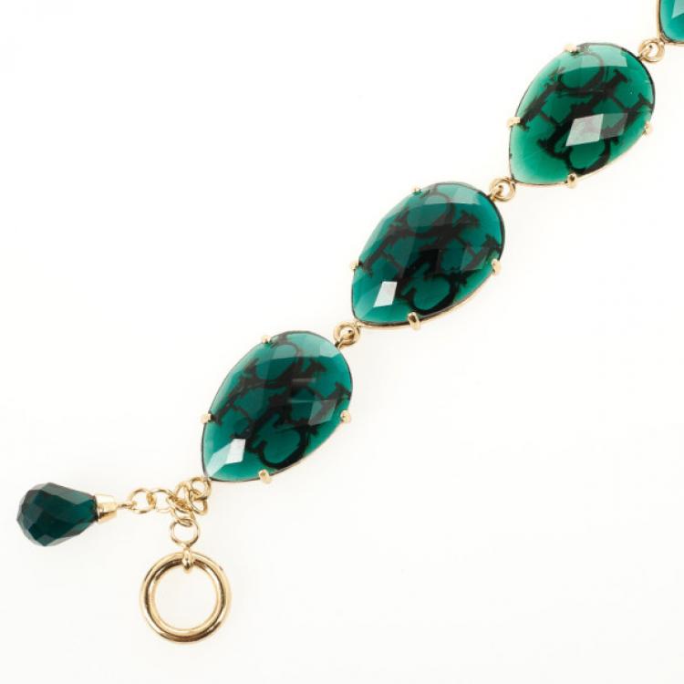 Pre Owned Carolina Herrera Green Drops Bracelet