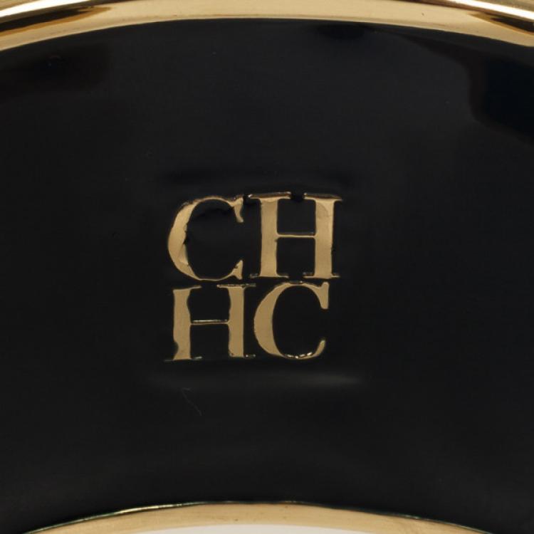 Pre Owned Carolina Herrera CH Logo Multicolor Cuff Bracelet