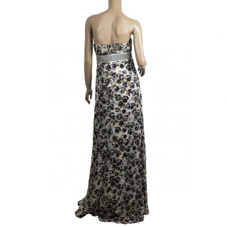 Pre Owned Carolina Herrera Printed Chiffon Gown M