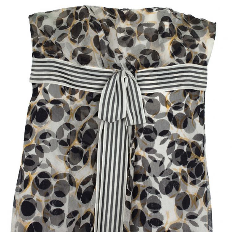 Pre Owned Carolina Herrera Printed Chiffon Gown M