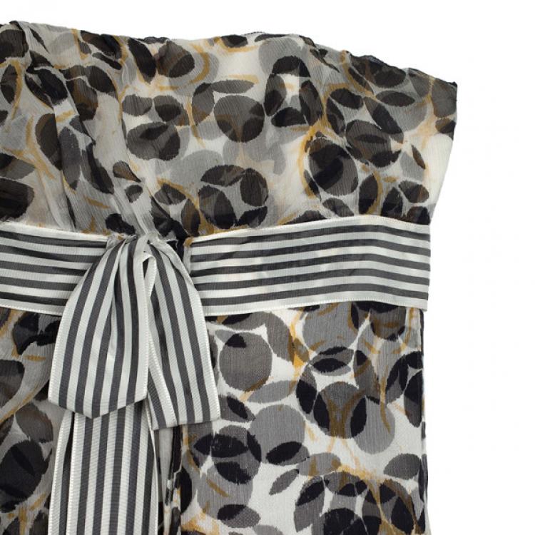 Pre Owned Carolina Herrera Printed Chiffon Gown M