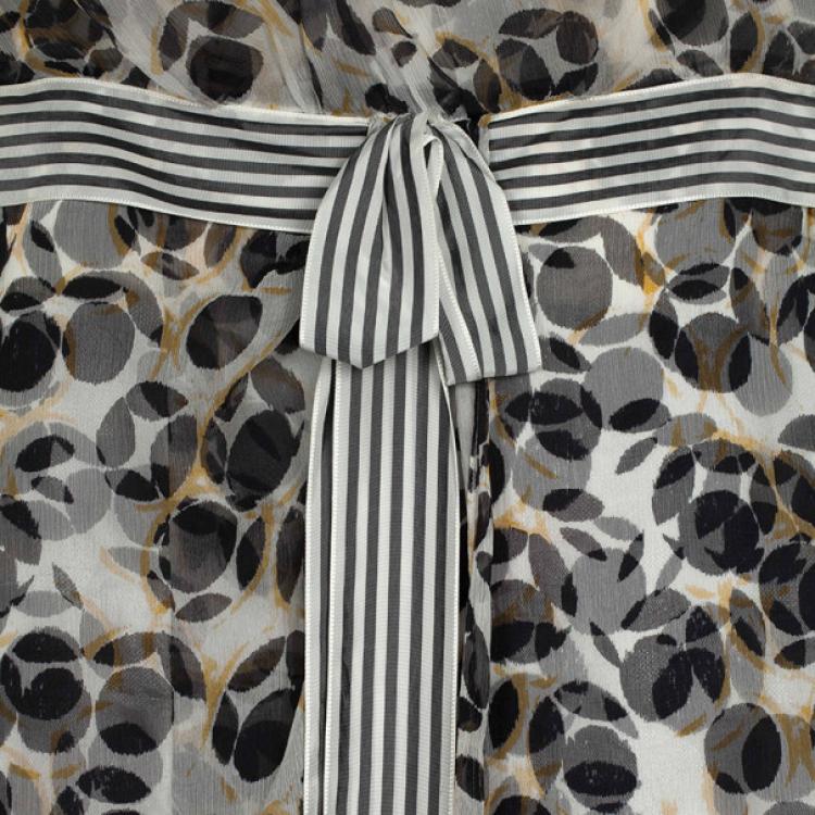 Pre Owned Carolina Herrera Printed Chiffon Gown M