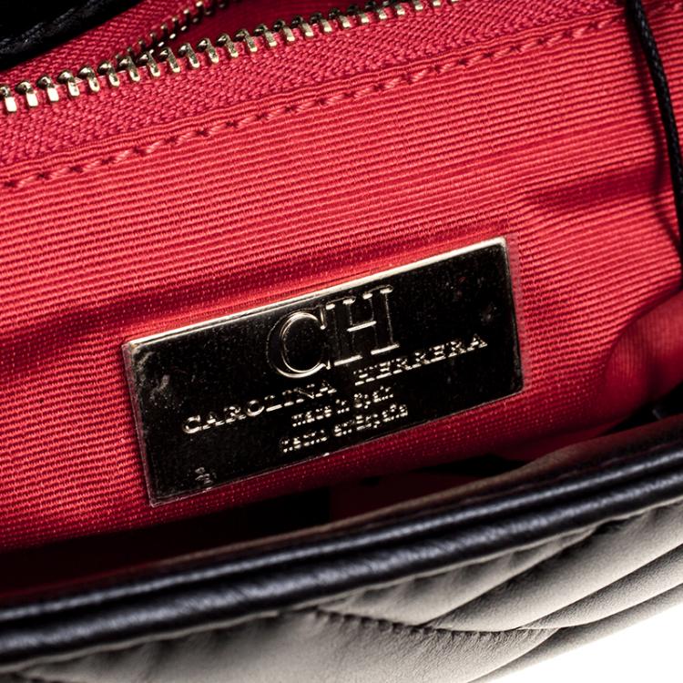 Pre Owned Carolina Herrera Black Quilted Leather Flap Bag