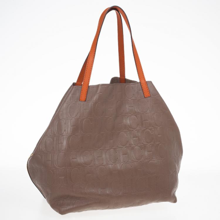 Pre Owned Carolina Herrera Silver Matryoshka Tote