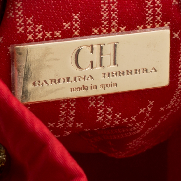 Pre Owned Carolina Herrera Red Nylon Bucket Shoulder Bag