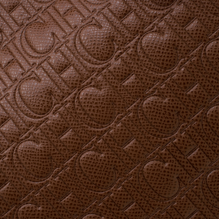 Pre Owned Carolina Herrera Brown Monogram Leather Shopper Tote