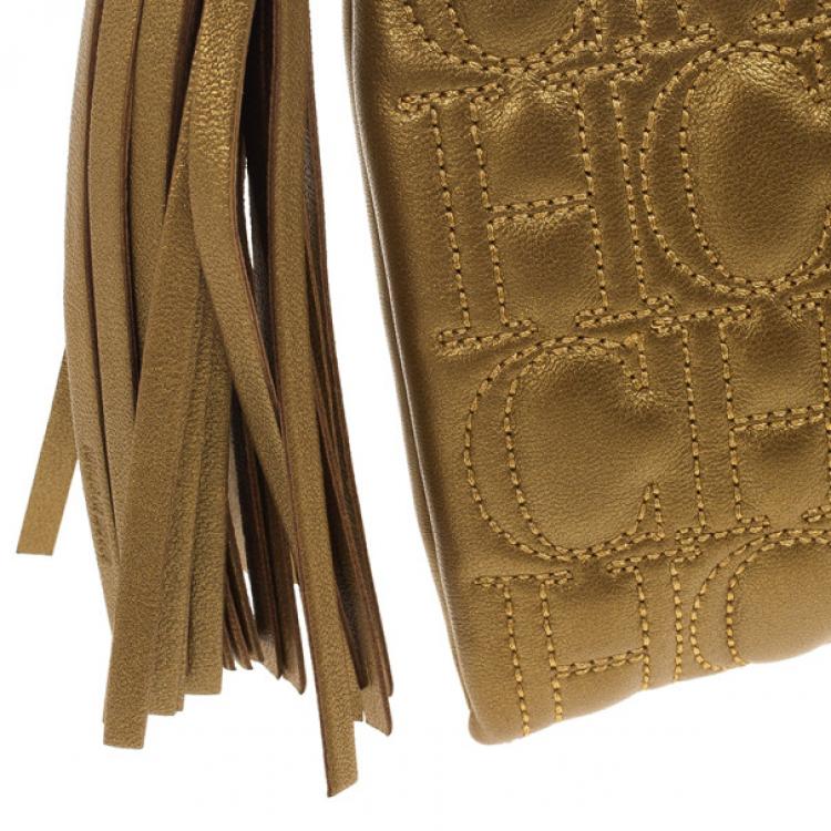 Pre Owned Carolina Herrera Monogram Embossed Clutch