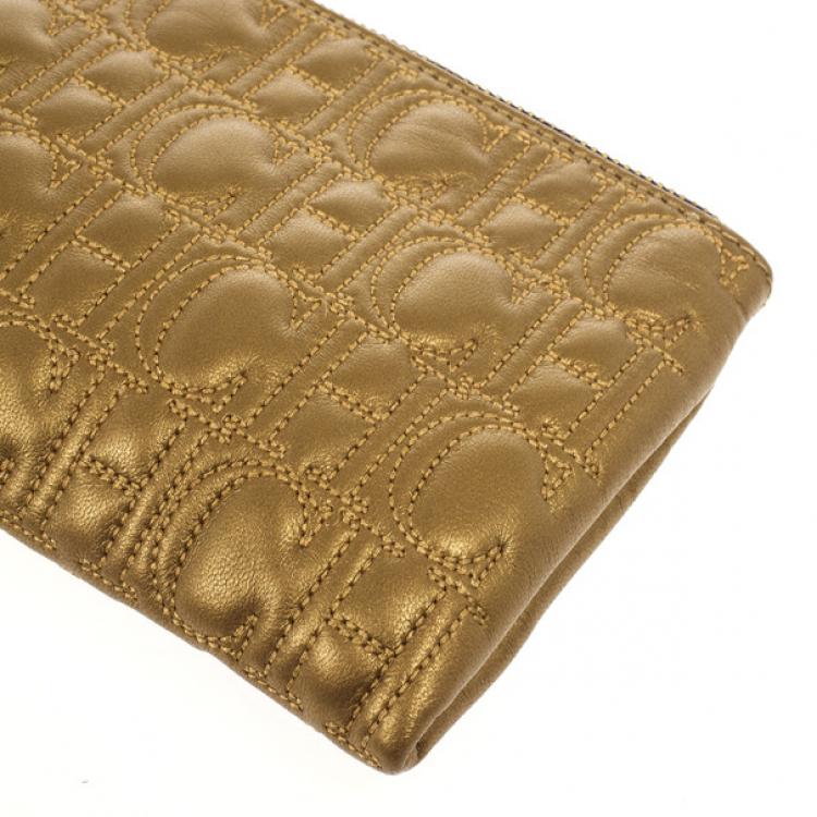 Pre Owned Carolina Herrera Monogram Embossed Clutch