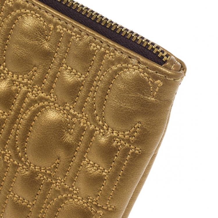 Pre Owned Carolina Herrera Monogram Embossed Clutch
