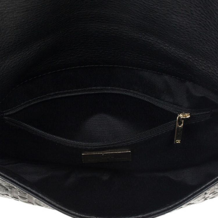 Pre Owned Carolina Herrera Monogram Embossed Bow Bag