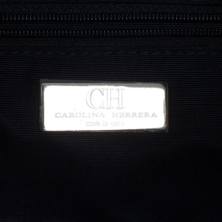Pre Owned Carolina Herrera Monogram Embossed Bow Bag