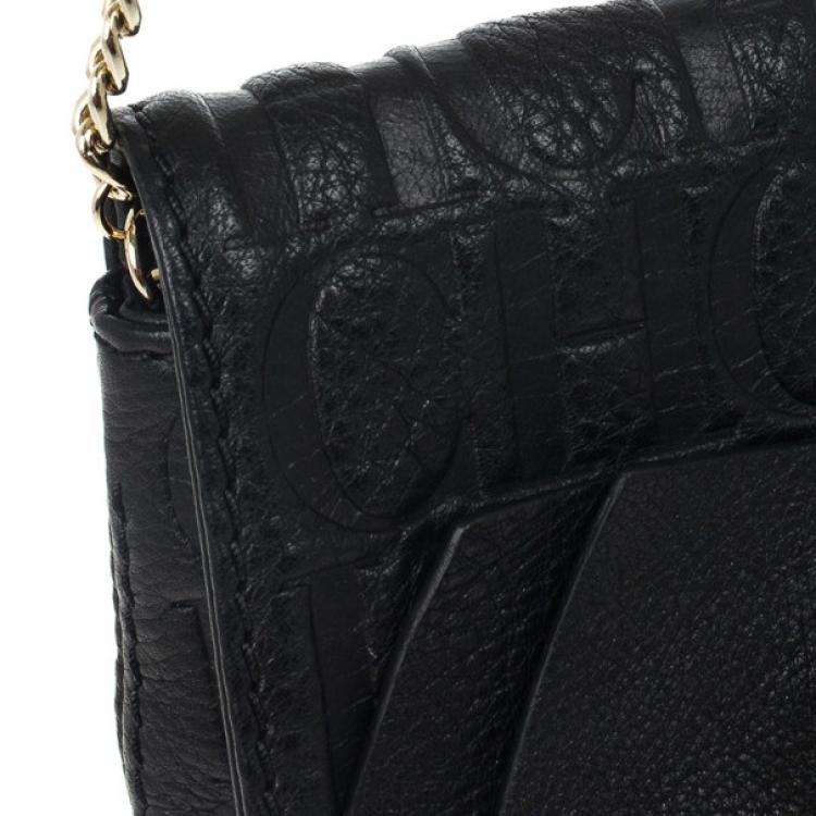 Pre Owned Carolina Herrera Monogram Embossed Bow Bag