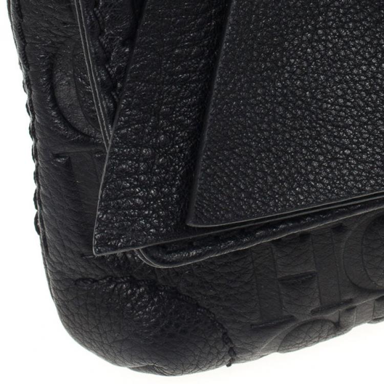 Pre Owned Carolina Herrera Monogram Embossed Bow Bag