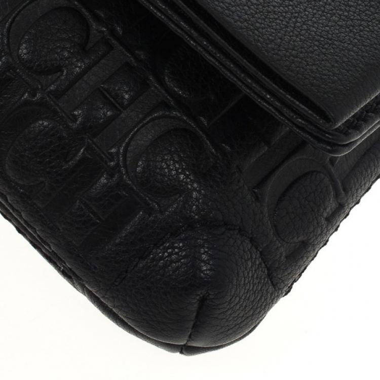 Pre Owned Carolina Herrera Monogram Embossed Bow Bag