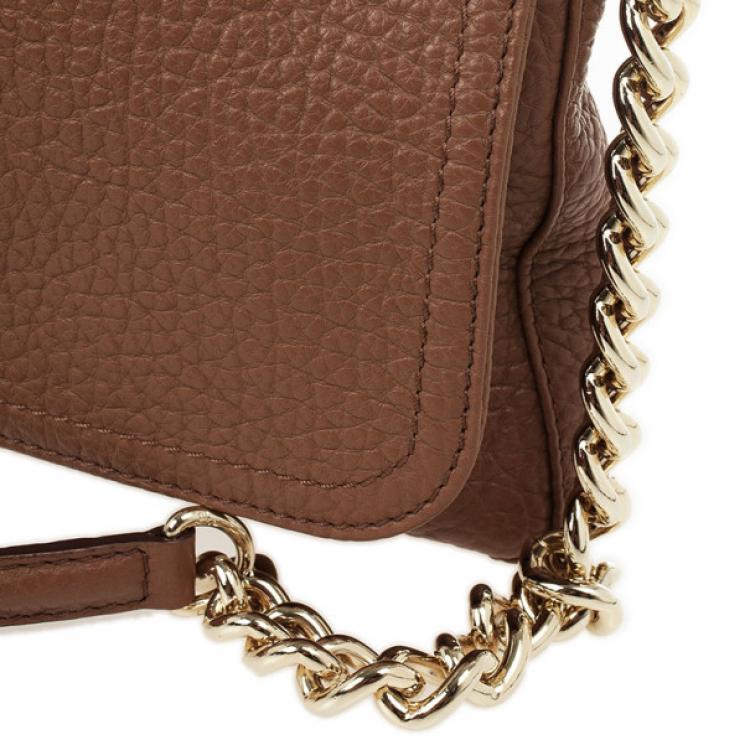 Pre Owned Carolina Herrera Brown Leather Flap Bag