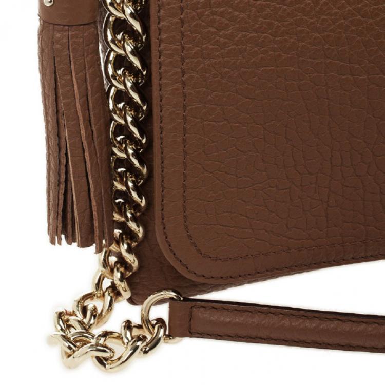 Pre Owned Carolina Herrera Brown Leather Flap Bag