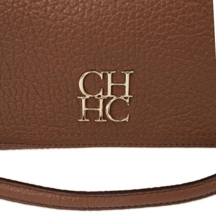 Pre Owned Carolina Herrera Brown Leather Flap Bag