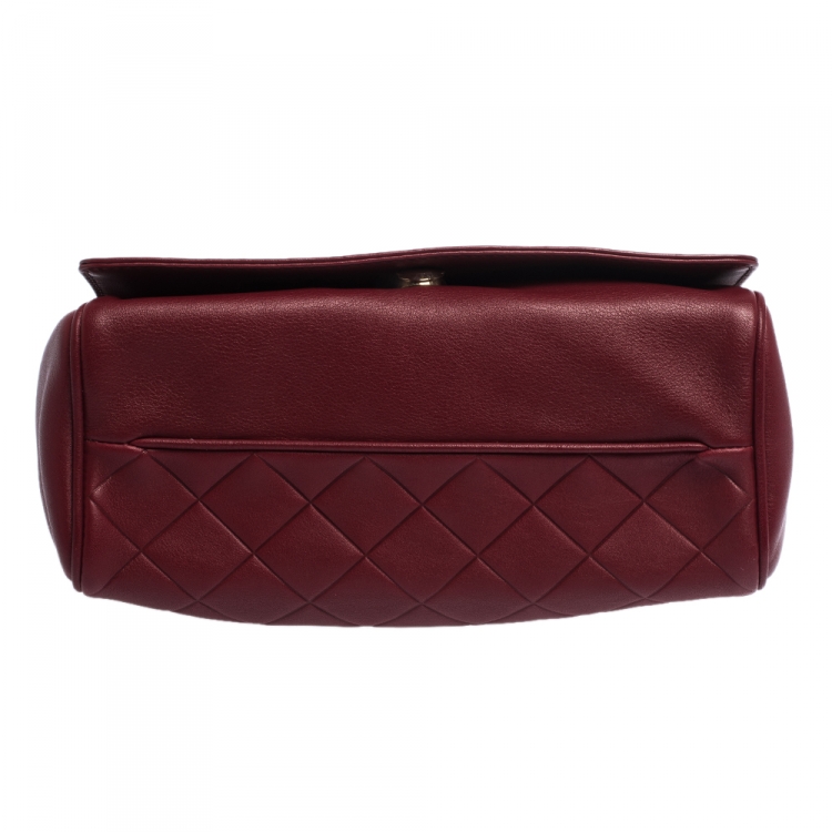 Pre Owned Carolina Herrera Red Quilted Leather Flap Shoulder Bag