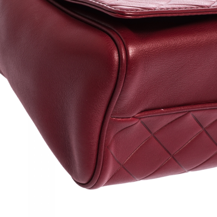 Pre Owned Carolina Herrera Red Quilted Leather Flap Shoulder Bag