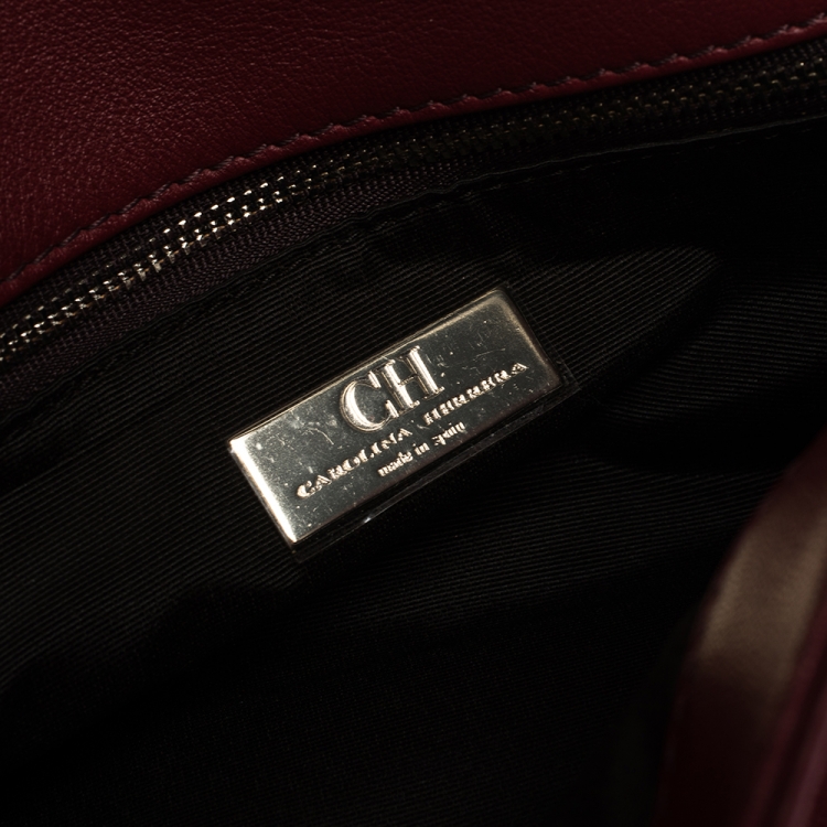 Pre Owned Carolina Herrera Red Quilted Leather Flap Shoulder Bag